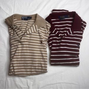 Bundle 2 Cotton Ralph Lauren Short Sleeve Polo Golf Shirt Striped Sz S L080123